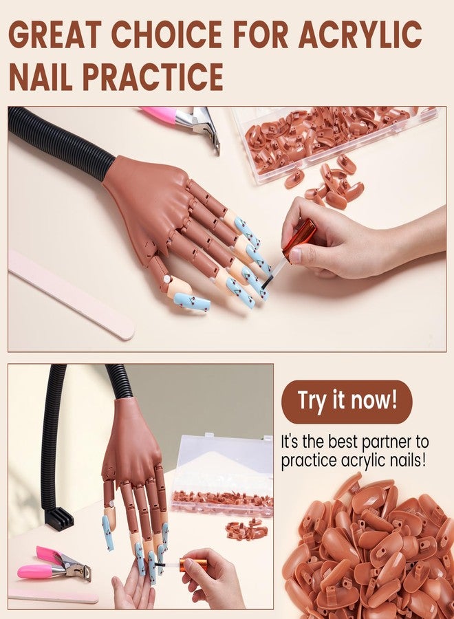 Wilfniee Fit for Wilfniee Magnetic Hand Only- 200PCS Replacement Nail Tips for Magnetic Practice Hand - Clear Brown Refill Acrylic Fake Nail Tips for Magnetic Nail Practice Hand - Image 4